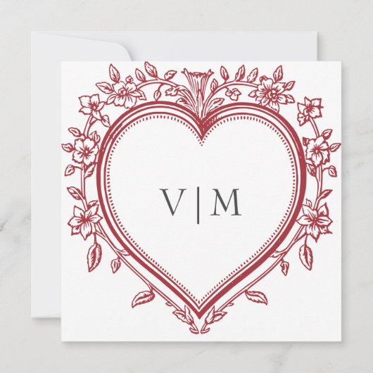 Elegante Chinoiserie Bloemen Hart Huwelijk Kaart (Achterkant)