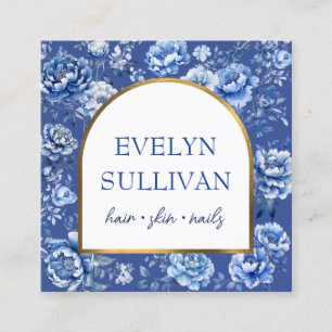Elegante chinoiserie bloemen vierkante visitekaartje