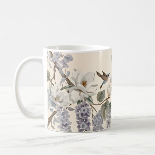 Elegante Chinoiserie Bloemen & Vogels Koffiemok (Links)