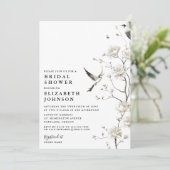 Elegante Chinoiserie Bloemencode QR Code Bruidsdou Kaart (Staand voorkant)