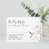 Elegante Chinoiserie Bloementuin Trouwen RSVP Kaartje (Staand voorkant)