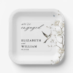 Elegante Chinoiserie Bloementuin verlovingsfeest Papieren Bordje