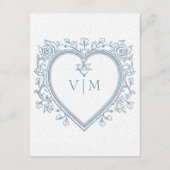  Elegante Chinoiserie Blue Heart Wedding Informatiekaartje (Achterkant)