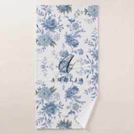 Elegante Chinoiserie Blue Toile Badhanddoek