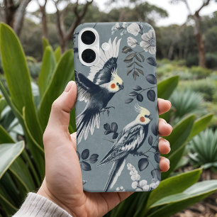 Elegante Chinoiserie Cockatiel Flight Blue Floral iPhone 16 Plus Hoesje