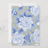 Élégante Chinoiserie Delft Blue Faire-part de mari (Dos)