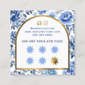 Élégante chinoiserie fleurs bleues carte de fidéli (Dos)