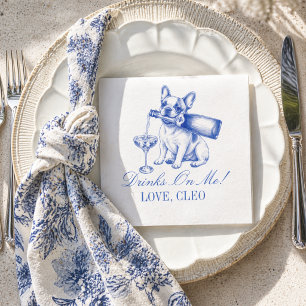 Elegante Chinoiserie Franse Bulldog Huwelijk Servet