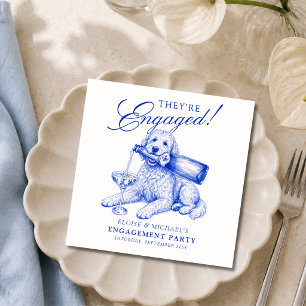 Elegante Chinoiserie Golden Doodle Verlovingsfeest Servet