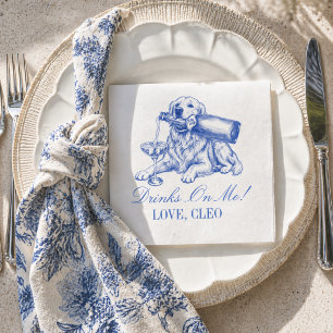 Elegante Chinoiserie Golden Retriever Huwelijk Servet