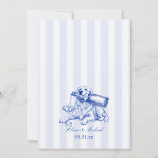Elegante Chinoiserie Golden Retriever Trouwdag Kaart