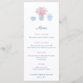 Elegante Chinoiserie Navy & Roze Vrijgezellenfeest Menu (Voorkant)