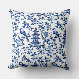 Elegante Chinoiserie Pagoda en vogels Kussen