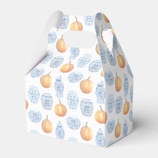 Elegante Chinoiserie pompoenen herfst bruiloft dou Bedankdoosjes (Achterkant)