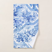 Élégante Chinoiserie Vintage bleue et blanche (Serviette à main)