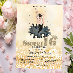 Elegante Chique Ballerina Gouden Glitter Bokeh Swe Kaart