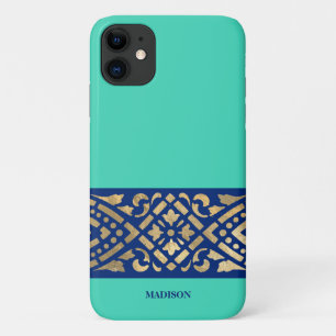 Elegante Chique Biscay Mintgroen Blauw Goud Op Maa iPhone 11 Hoesje