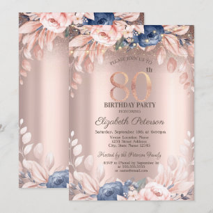 Elegante Chique Bloemen,Slingerlichten 80e Verjaar Kaart