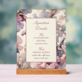 Elegante chique bloemenbruiloft handtekening Drink Acryl Bord (Neutraal)