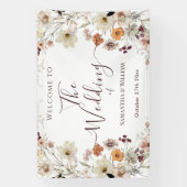 Elegante chique Boho rustieke Wildflower thema bru Spandoek (Verticaal)
