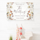 Elegante chique Boho rustieke Wildflower thema bru Spandoek (Insitu)