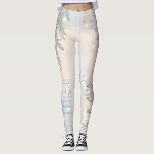Elegante chique botanische vogel leggings (Voorkant)