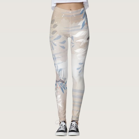 Elegante chique botanische vogel leggings (Voorkant)