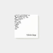 Elegante chique botanische zwarte witte pijnboomta post-it® notes (Voorkant)