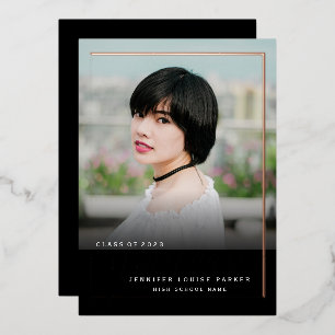 Elegante Chique Foto Afstudeer ROSE GOLD Folie Uitnodiging