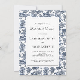 Elegante  chique Franse Blue Horse Toile Kaart