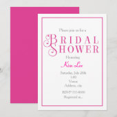 Elegante chique Fuchsia bruidsfeest uitnodiging (Voorkant / Achterkant)