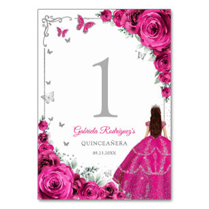 Elegante chique Fuchsia roze rozen Zilver Quincean Kaart