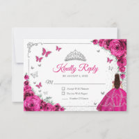 Elegante chique Fuchsia roze zilveren Quinceanera