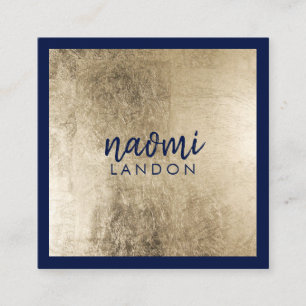 Elegante chique goud en marineblauw moderne minima vierkante visitekaartje