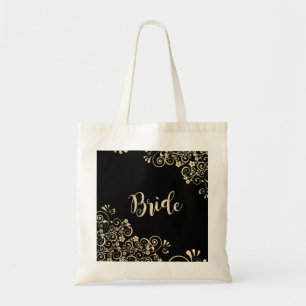 Elegante Chique Gouden Bloemen, Bruid Tote Bag