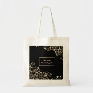 Elegante chique gouden bloemen, lijst tote bag