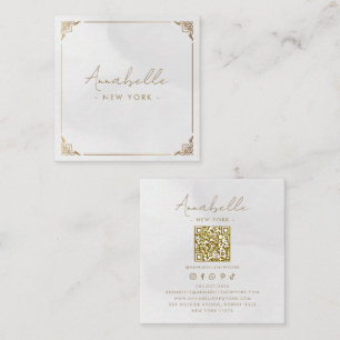 Elegante chique gouden en crème sierlijke frame QR Vierkante Visitekaartje