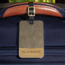 Elegante chique gouden leer bruine aangepaste naam