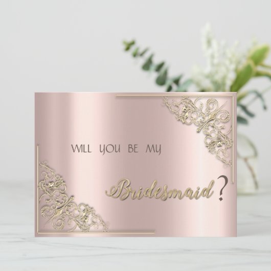 Elegante chique gouden lijst roze gouden bruidsmei kaart (Staand voorkant)