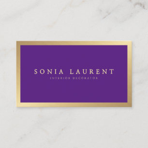 Elegante chique gouden metallic donker paarse mini visitekaartje