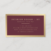 Elegante chique gouden metallic marsala rood minim visitekaartje (Achterkant)