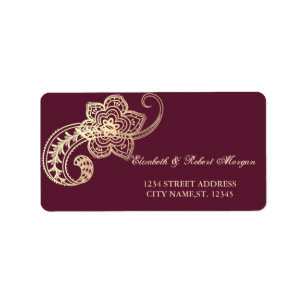 Elegante Chique Gouden Paisley Huwelijkslabel Etiket