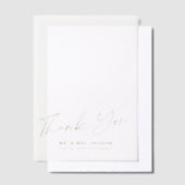 Elegante chique gouden script bruiloft dank u over vellum uitnodigingen (Offset)