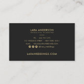 Elegante chique gouden zwarte moderne monogram ini visitekaartje (Achterkant)