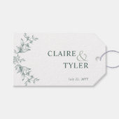 Elegante chique groene en witte bruiloft cadeaulabel (Voorkant (Horizontaal))