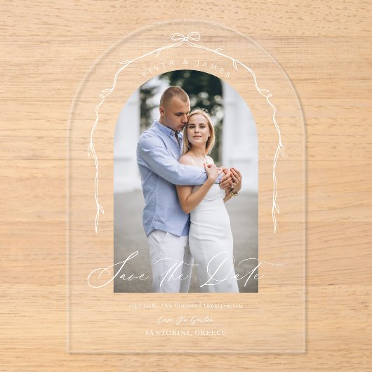 Elegante chique hand getrokken boog & lint boog fo acryl uitnodigingen (Voorkant)