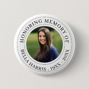 Elegante chique herdenkingsfototribute-ontwerp ronde button 5,7 cm