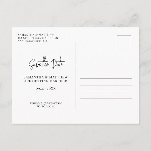 Elegante chique humeurige bloemen bruiloft bewaar aankondigingskaart (Achterkant)