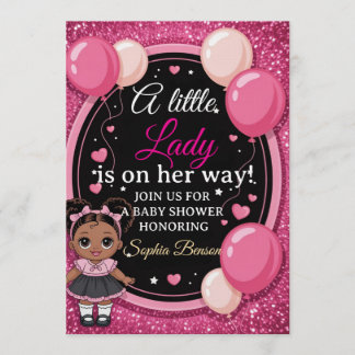 Elegante &Chique "Kleine Dame" Babyshower Uitnodig Kaart
