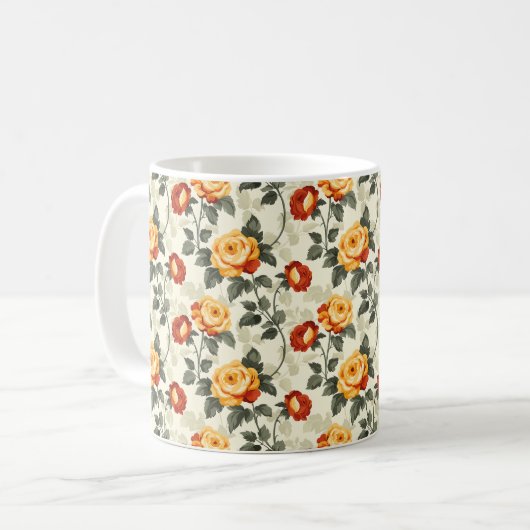 Elegante chique kleurrijke stijlvolle rustieke roz koffiemok (Voorkant links)